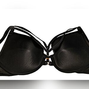 Felina Black Strappy Push-Up Bra with Decorative Double Straps